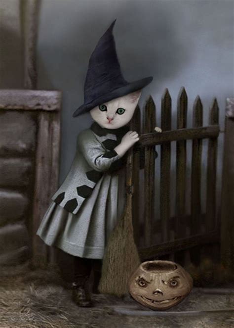 Witch cat cartoon